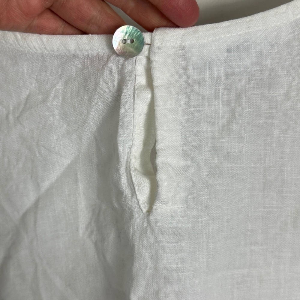 Bryn Walker 100% Linen White Tunic Top Womens Size XL Layering Lagenlook Minimal - Picture 5 of 13